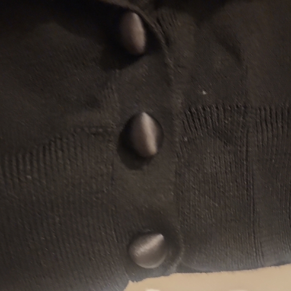 Donna Morgan Womans Black 100% Merino Wool Cardigan with Faux Fur Sleeve/Collar - Picture 5 of 9